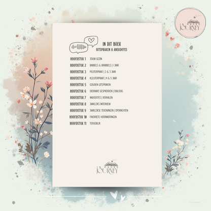 Kleine Mondjes, Grote Praatjes | Invulboek voor Kinderuitspraken - Journey in Pages Babys eerste jaar invulboeken inclusief gedeelte zwangerschap en bevalling